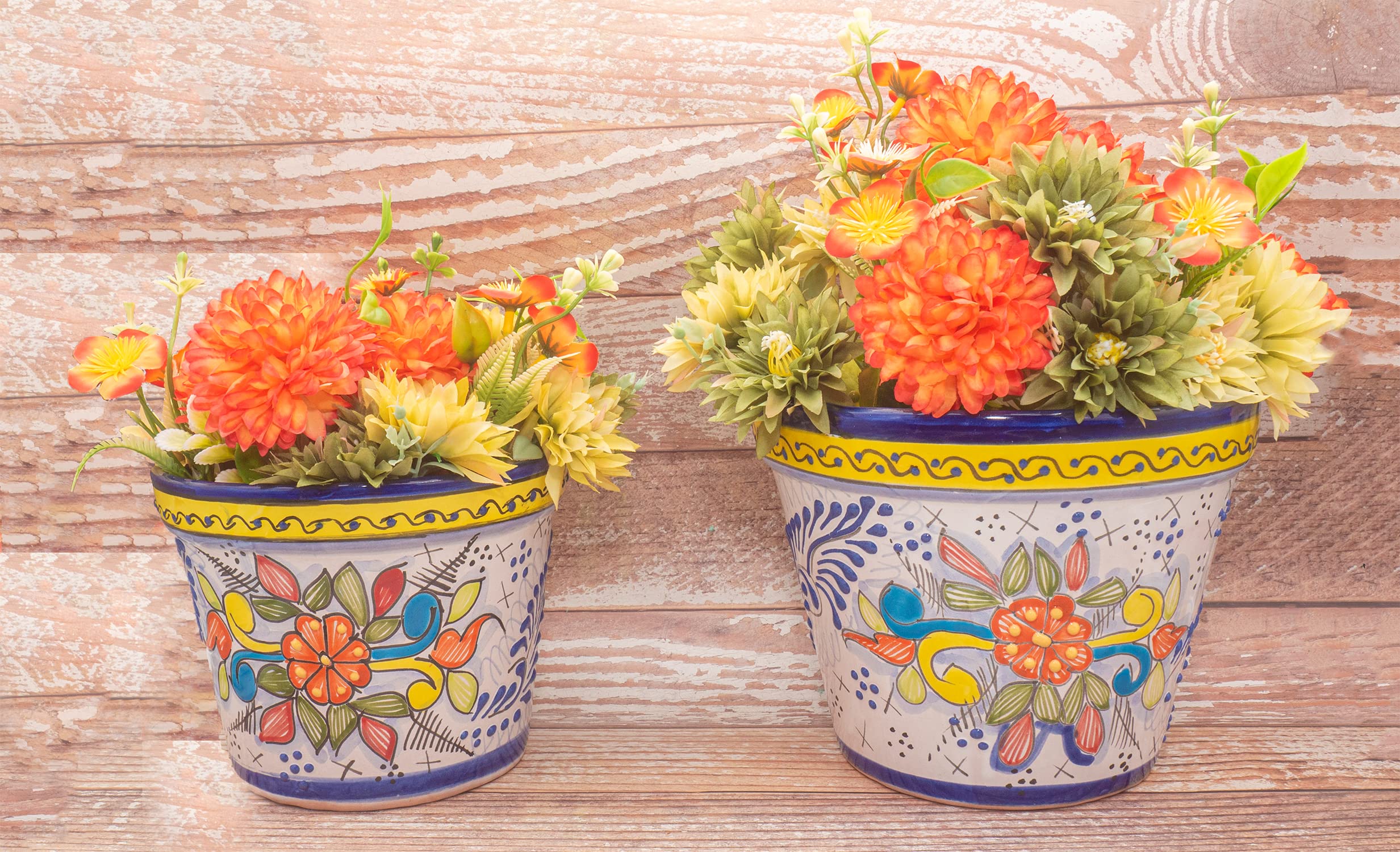 Talavera Handbemalte Blumentöpfe (3er Set), 7,6 Cm, Mexikanische Keramik – Für Sukkulenten, Mit Drainageloch