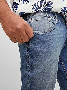 JACK & JONES heren jeans broek, Denim Blauw, 34W x 32L