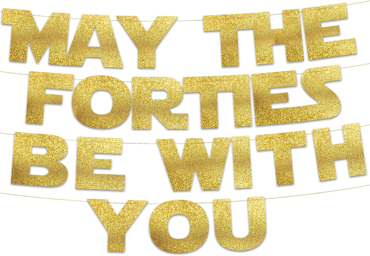May The Forties Be With You - Happy 40th Birthday Party Glitter Banner - 40th Star Wars dekoracje i materiały na przyjęcie urodzinowe - dekoracje na 40. rocznicę ślubu
