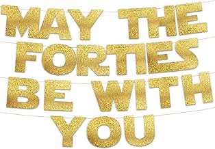 Pre-Strung Happy 40th Birthday and Anniveresary Party Gold Glitter Banner - 40th Birthday Decorations for Men and Women - Birthday Party Supplies and Gifts