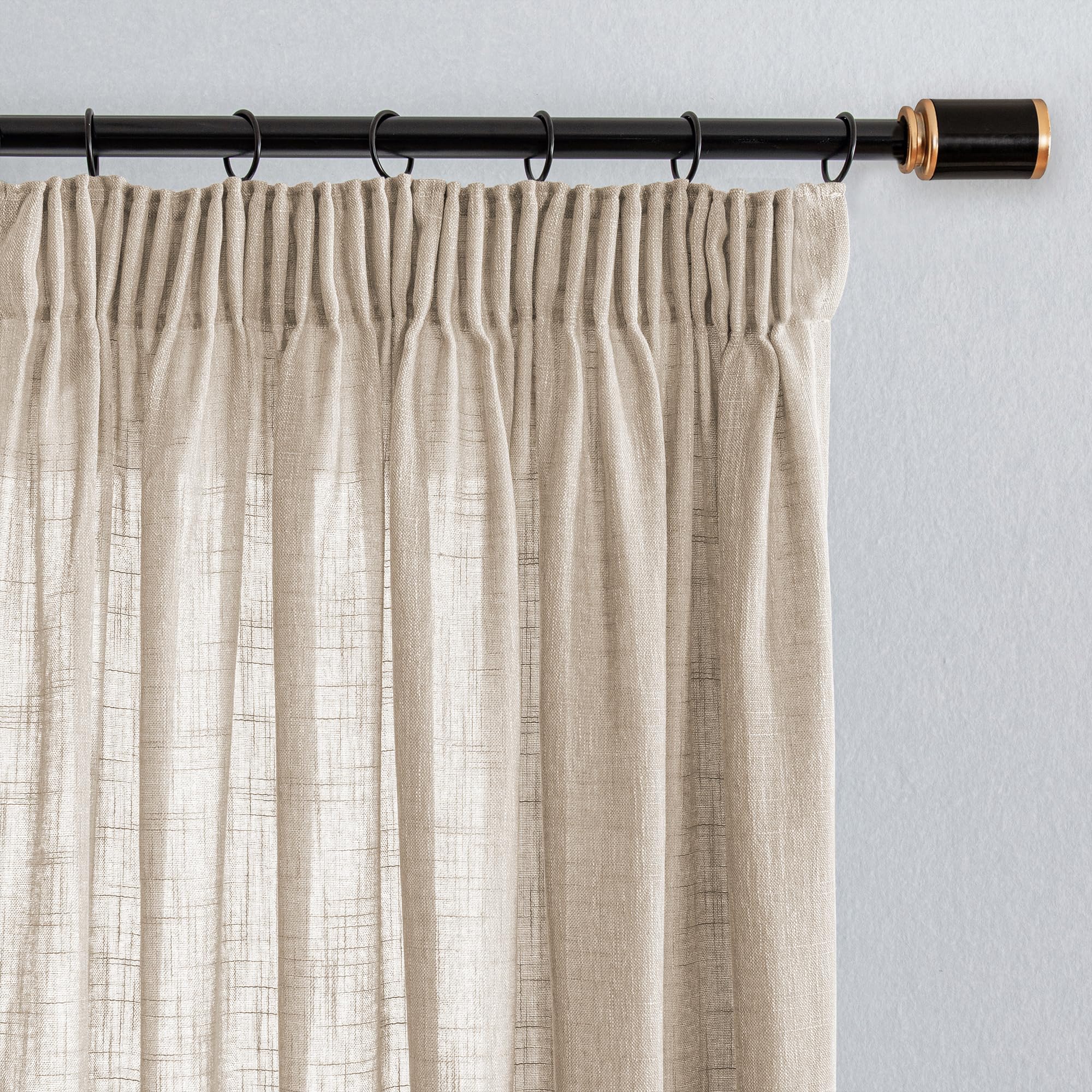 MYSKY HOME Vorhang kräuselband Halbtransparent Gardine Leinenoptik Gardinen Moderner Natürlicher Stil Vorhänge 2er Set H 245 x B 140 cm Geeignet für Kinderzimmer und Wohnzimmer,Beige