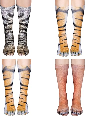 White Elephant Gag Gifts Animal Paw Socks Unisex 3D Print Novelty Stockings