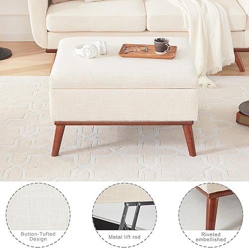 Miniatura 6 de Kingfun Sofá biplaza de 65 pulgadas de ancho con mesa auxiliar otomana, decoración moderna de mediados de siglo, sofás y otomana con almacenamiento