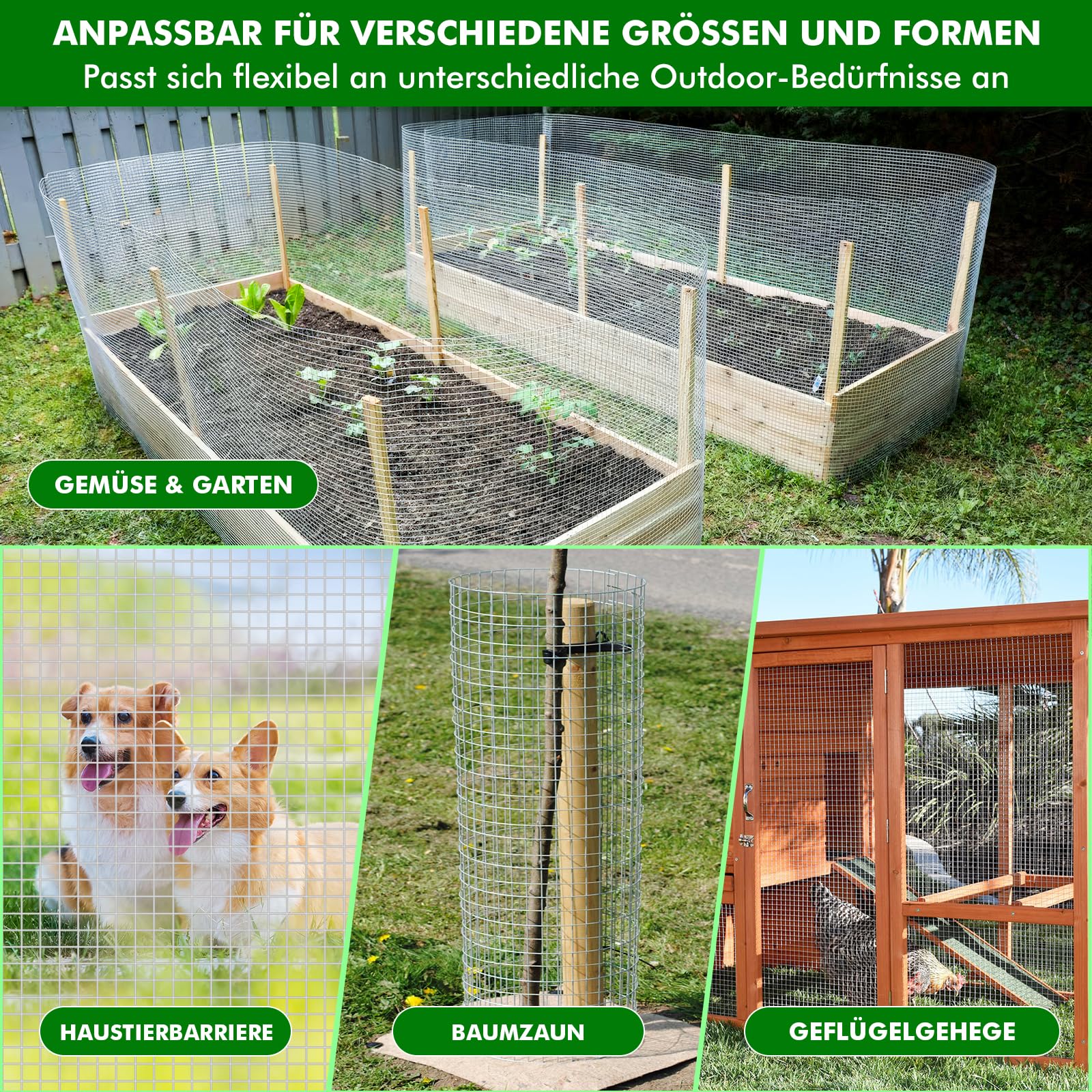 1 m x 25 m Malla de Alambre Fino, 0,7 mm Grosor Galvanizada Red para Pájaros, Cerca para Conejos, Cerca para Perros, Cerca para Gallinas para Conejos Aviarios Gallinas y Jardín