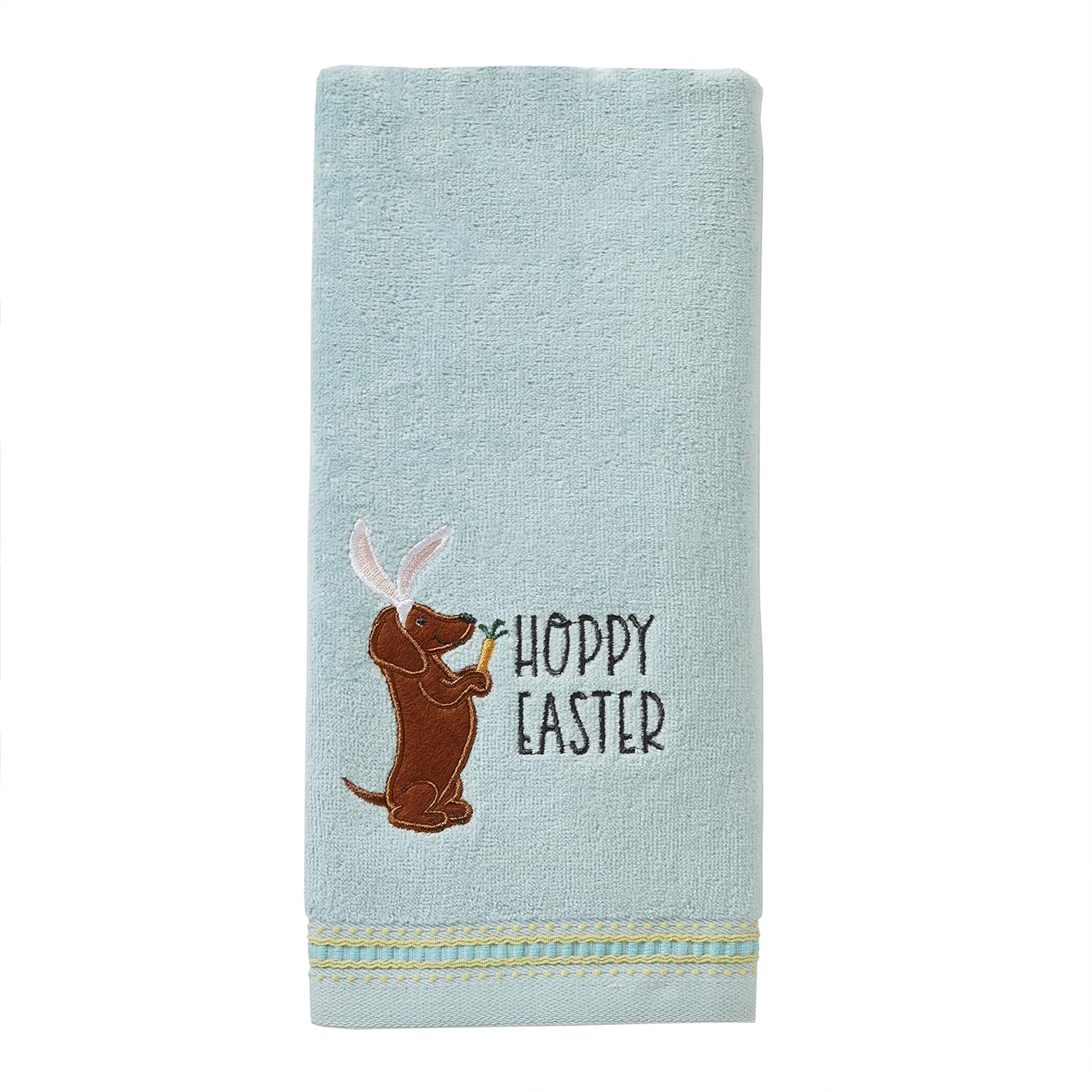 SKL Home Hoppy Easter Hand Towel 2pc Set for Bath/Kitchen/Bar & Gift, Aqua - Image 3