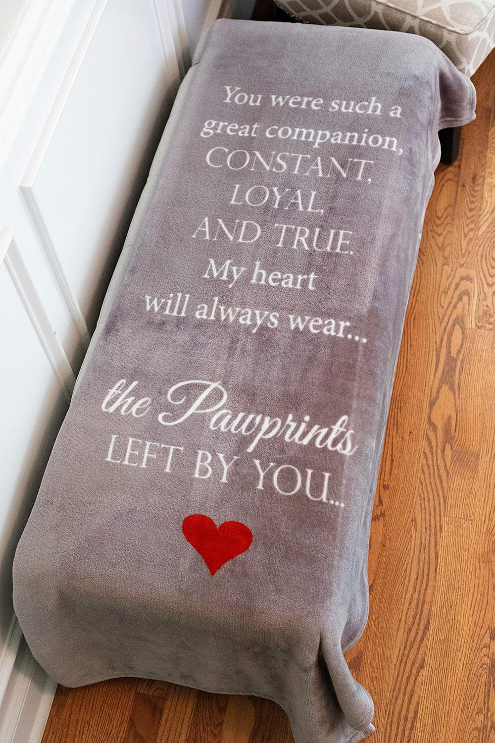 Pawprints Left by You Pet Memorial Blanket with Heartfelt Sentiment - Comforting Pet Loss/Pet Bereavement Gift