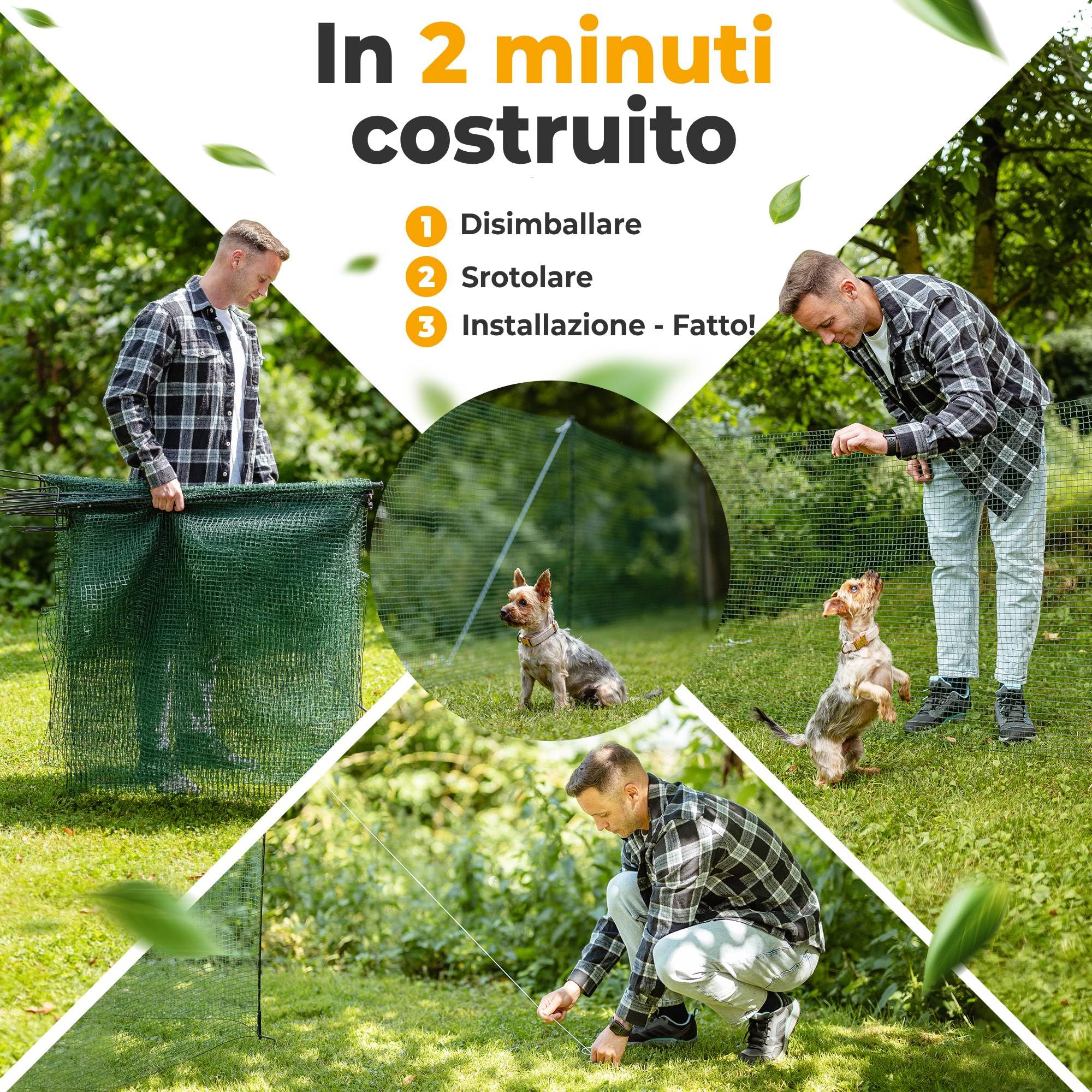 NATURIZ® Pollaio 15m / 20m / 25m x 90cm- recinto per cani e recinto cani campeggio, estremamente stabile, Verde (20 m)