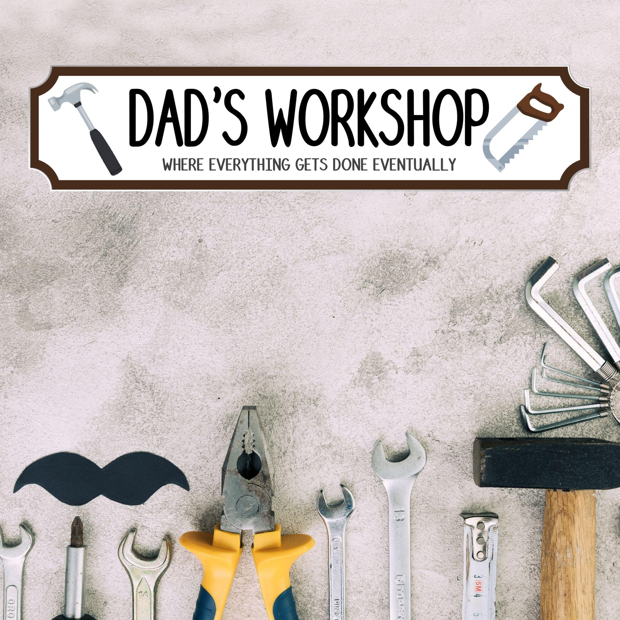 Dad's Workshop Personalised MDF Wood or Acrylic Street Sign Plaque - Custom Gift for Dads, DIY Enthusiasts, Workshop, Garage, Shed Decor (Acrylic - Indoor & Outdoor use, Small - 290mm x 63mm)