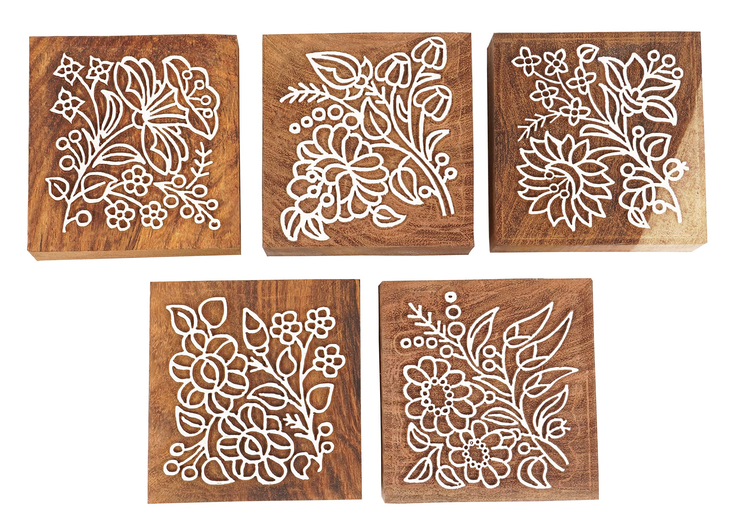 Tampon en bois sculpté à la main de 3 pouces pour motif textile
