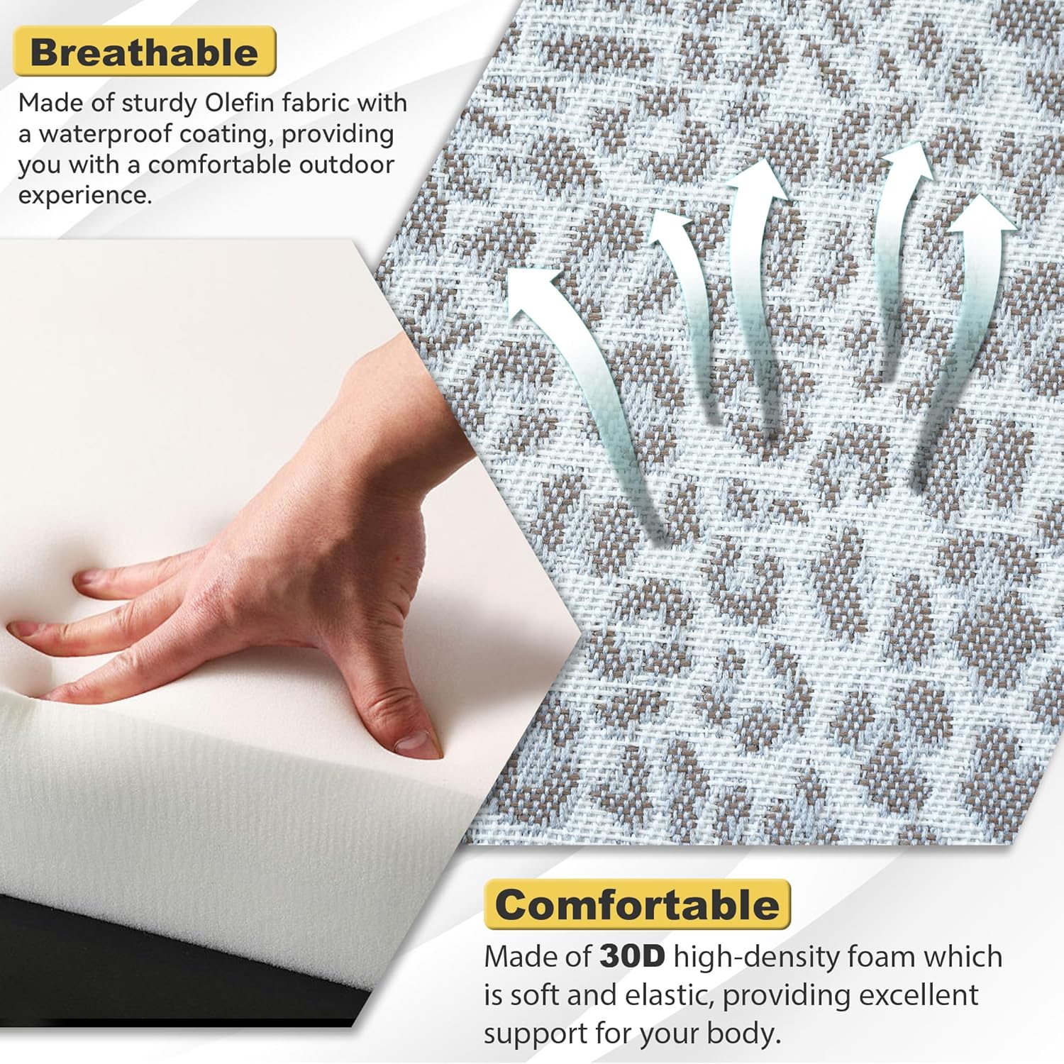 Deep Seat Patio Cushions Set 24 x 22 Inch,Olefin Fabric Outdoor Seat Cushion,Patio Furniture Cushions with Removable Cover,Rain-Proof and Fade Resistant Deep Seat Bottom & Back Cushion,1set