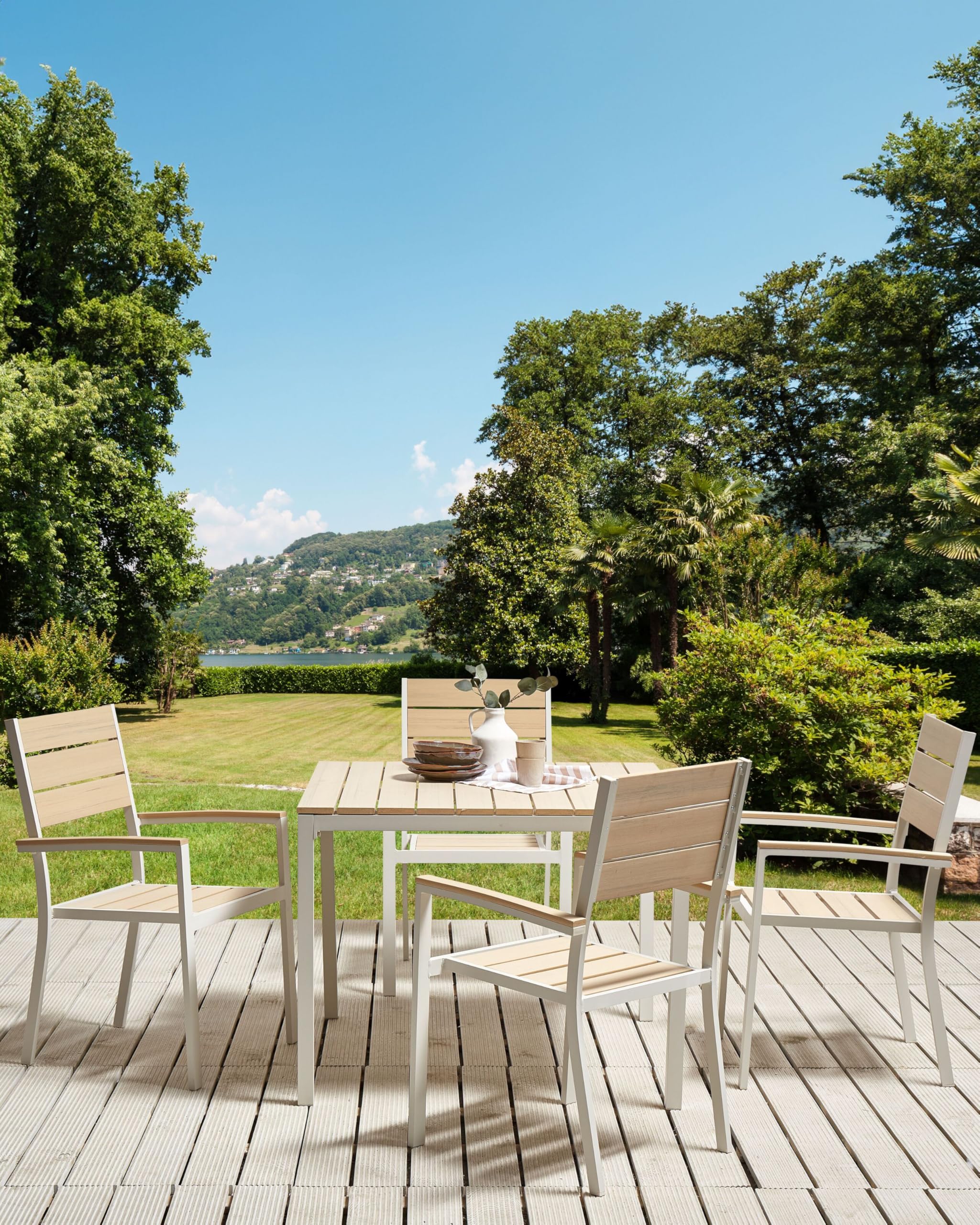 beige plastic patio chairs