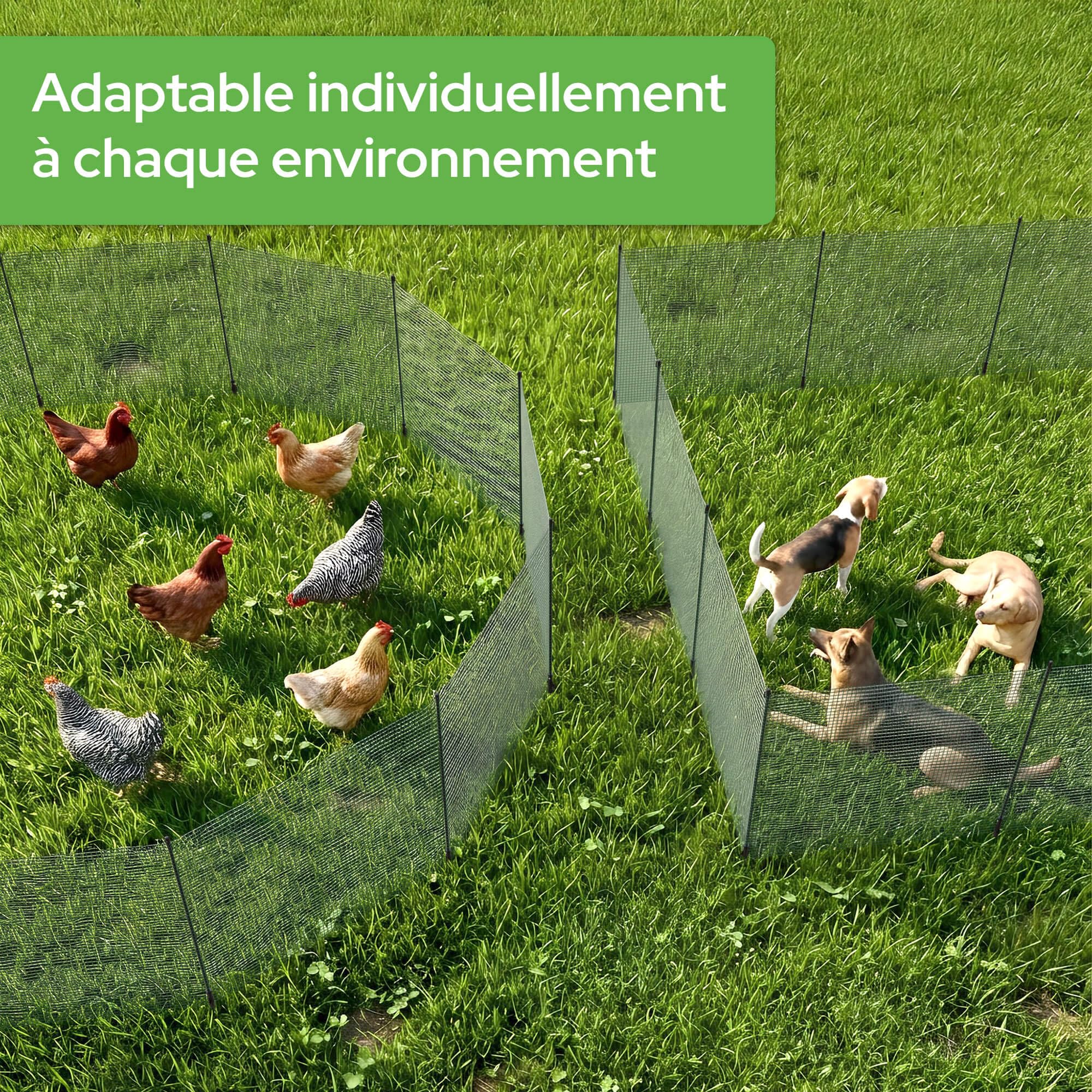 Arebos Clôture mobile 20 m | Filet de clôture 90 cm de hauteur avec 15 poteaux | Clôture de jardin flexible pour chiens, poules & petits animaux | Résistante aux intempéries