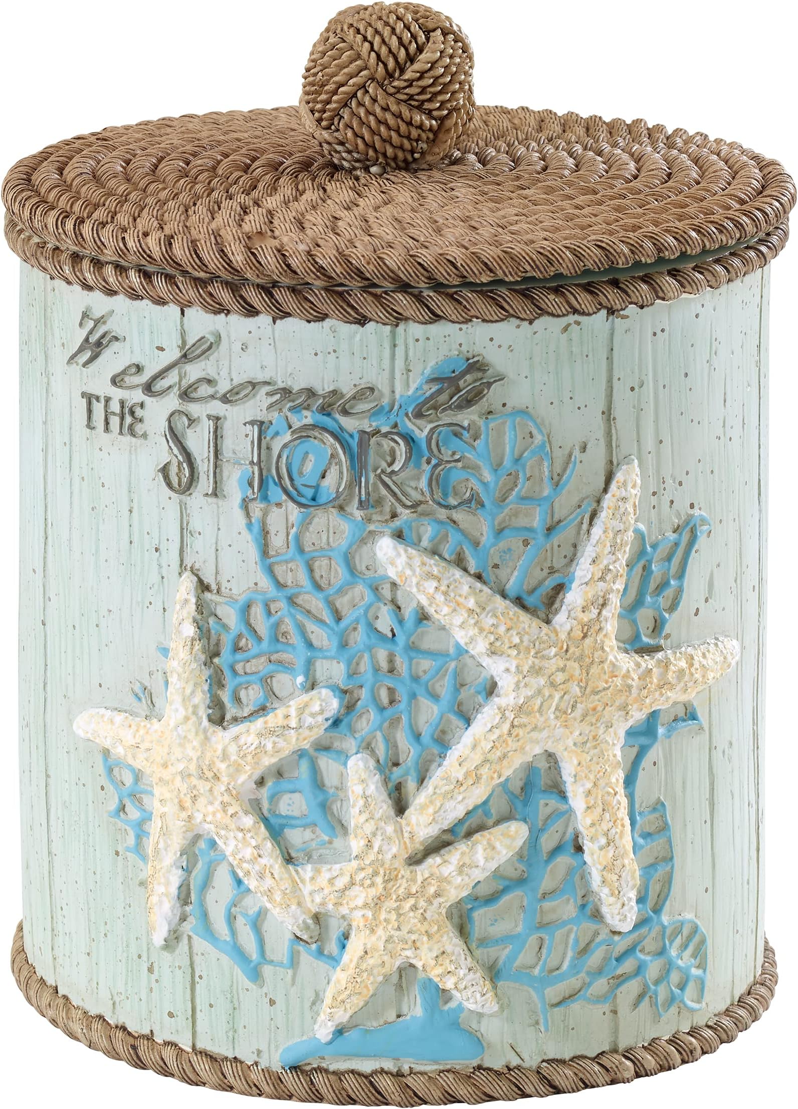 Covered Jar, Guest Bathroom Essentials, Coastal Inspired Bathroom Decor (Beachcomber Collection)