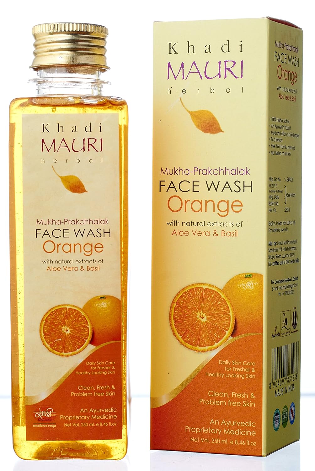 Khadi Mauri Herbal Orange Face Wash, 250ml Amazon.in Beauty
