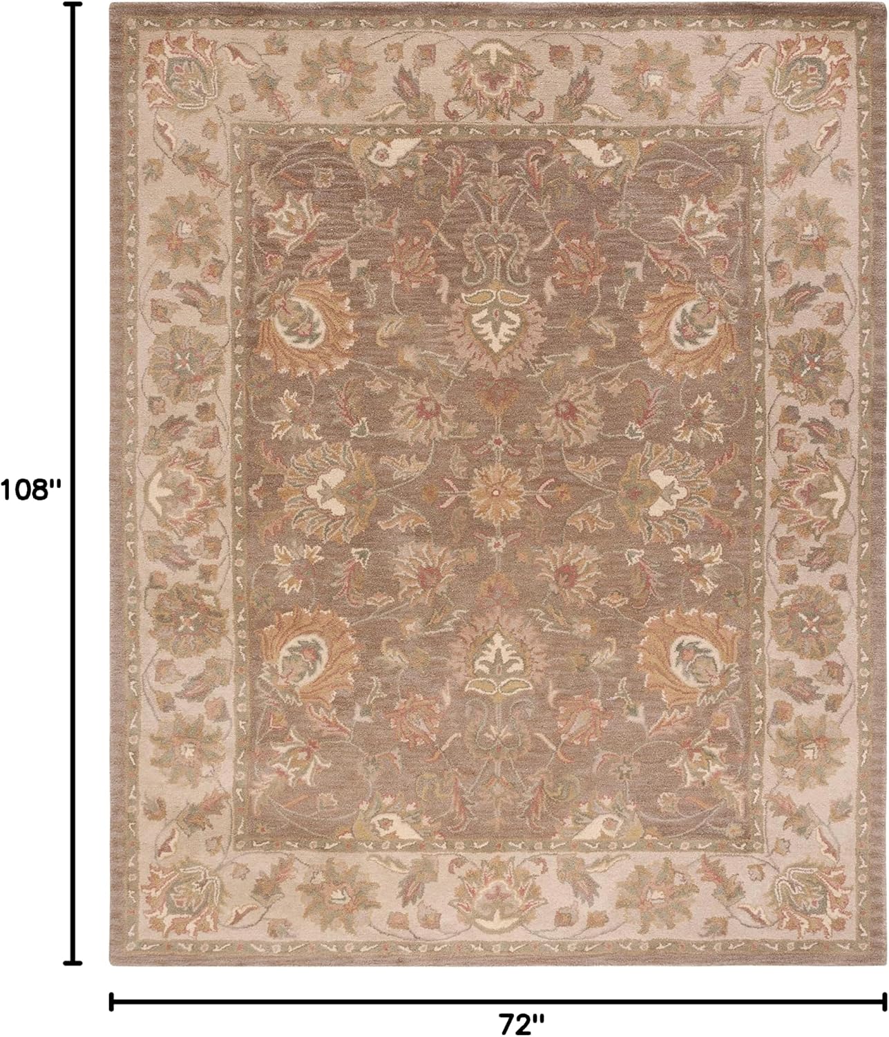 SAFAVIEH Heritage Collection 6' x 9' Brown / Ivory HG343K Handmade Traditional Oriental Premium Wool Area Rug
