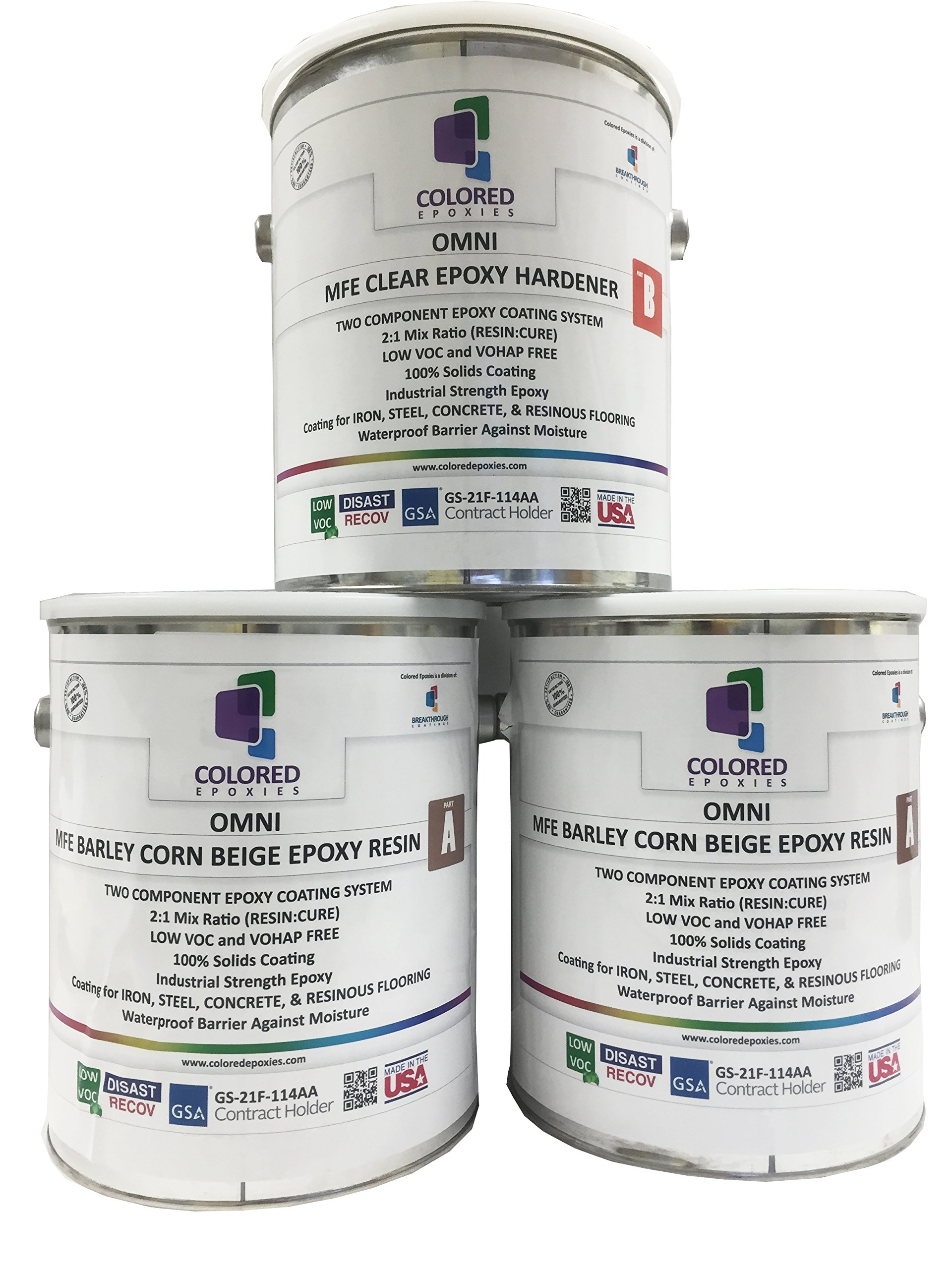 Coloredepoxies 10014 Beige Epoxy Resin Coating Made with Beautiful and Vibrant Pigments, 100% solids, For Garage Floors, Basements, Concrete and