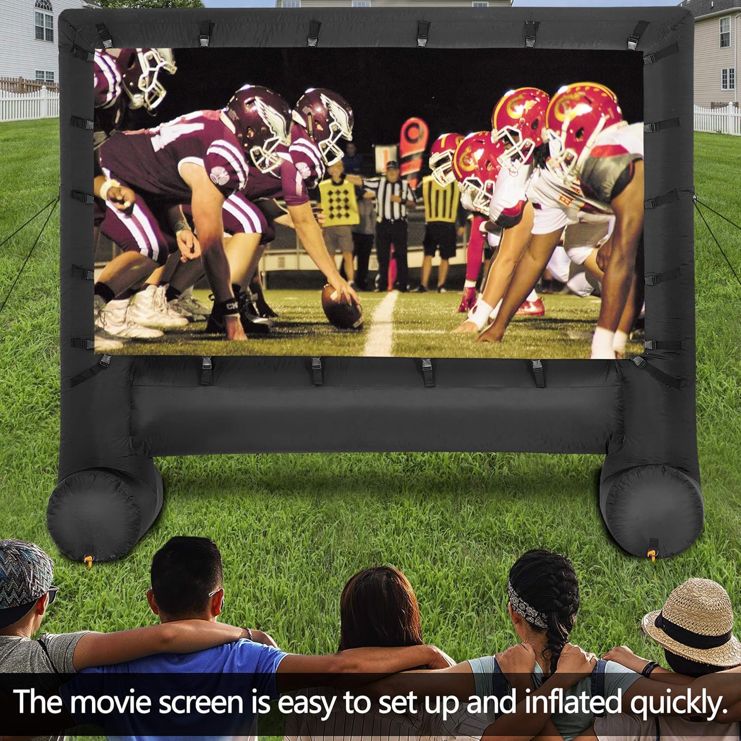 The movie screen is easy to set up.and inflated quickly. a — r RT WAY a A He A Ca ey =~ WEEE Foe > lafuria 14 Feet Inflatable Projector Movie Screen Theater Blow up Indoor Outdoor with Storage Bag and Inflation Fan for Front Rear Projection” /><br />
The inflatable movie screen is easy to set up and inflated quickly. It is a great addition for any party or event.</p>
<hr>
<p><img decoding=