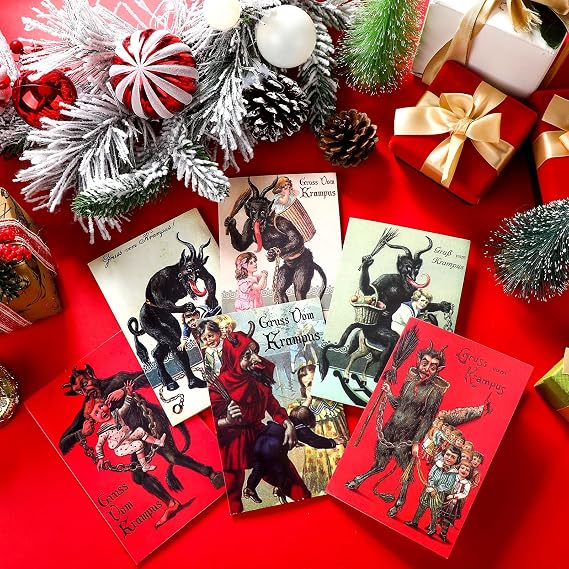 Kigeli 48 Sets Krampus Christmas Cards with Envelopes Goth Horror Xmas