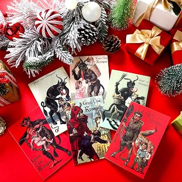 Kigeli 48 Sets Krampus Christmas Cards with Envelopes Goth Horror Xmas