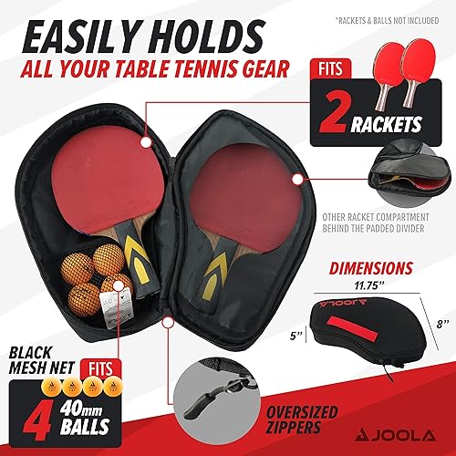 Miniatura 3 de JOOLA Vision - Funda acolchada doble con compartimento de almacenamiento para 4 pelotas de ping pong, funda de tenis de mesa que ayuda a proteger la