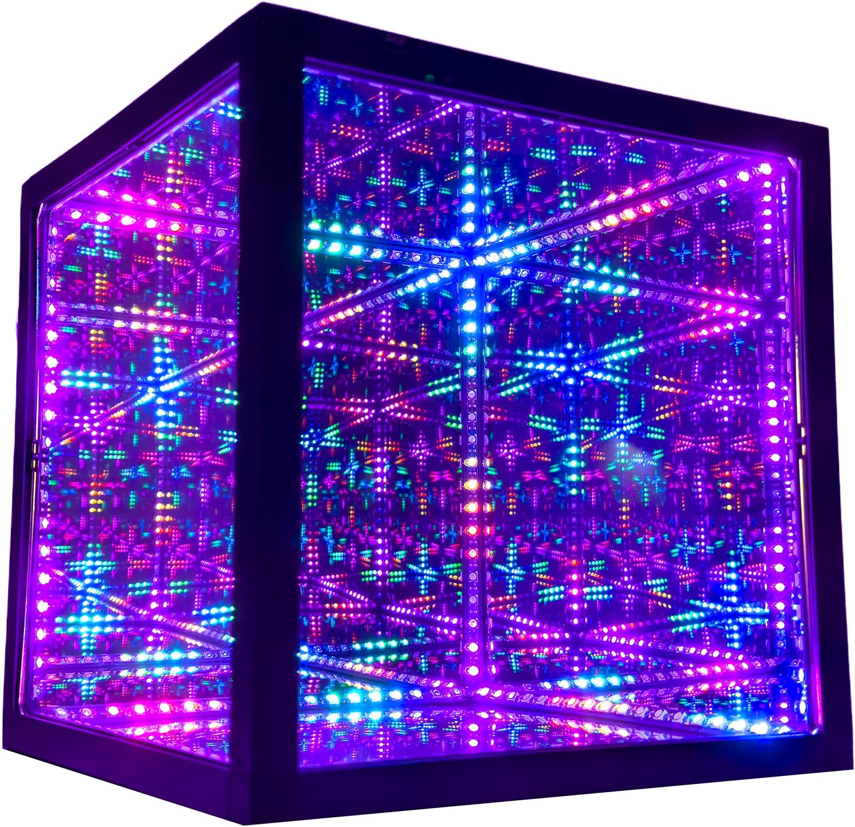 HyperCube Infinity Cube LED Light - 10-Inch Sound Reactive Table Desktop Lamp - Cool & Creative RGB Multicolor Decorative Mirror Art Desk Night Light