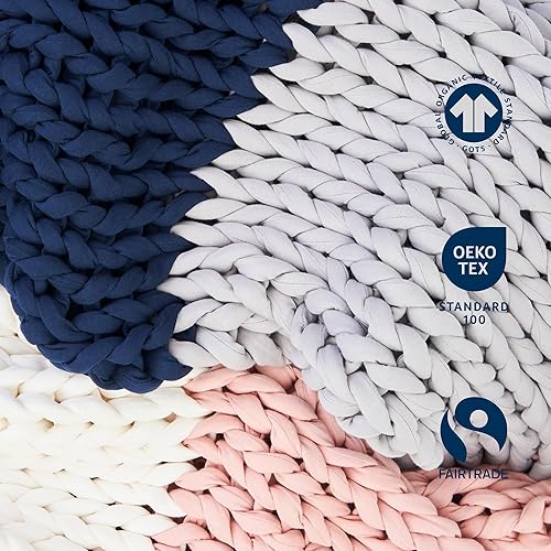 Miniatura 2 de Bearaby Nappling - Manta orgánica tejida a mano para niños, manta de punto grueso, sostenible, transpirable y relajante, lavable a máquina para un