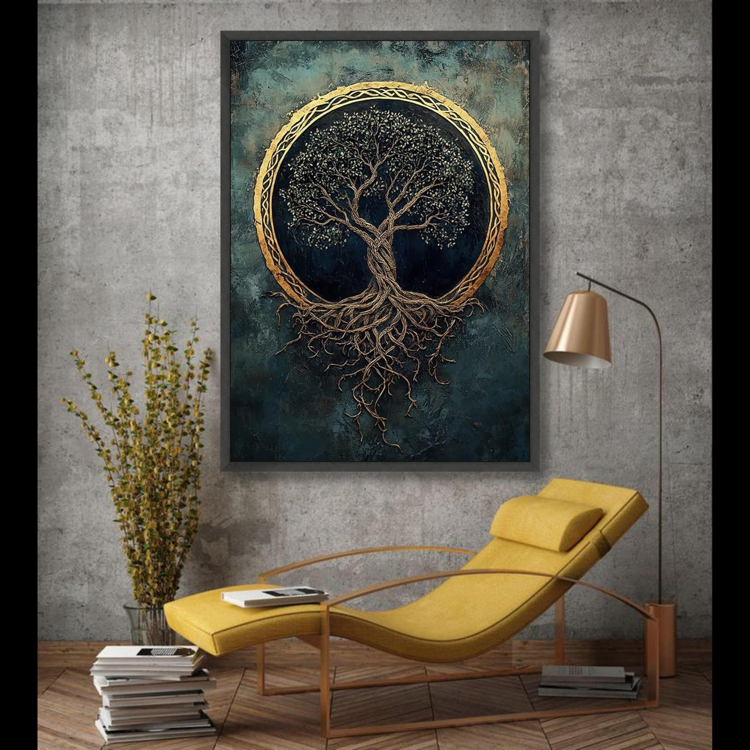 Toile Arbre de Vie Doré pour créer une décoration nature et zen dans votre chambre - 8