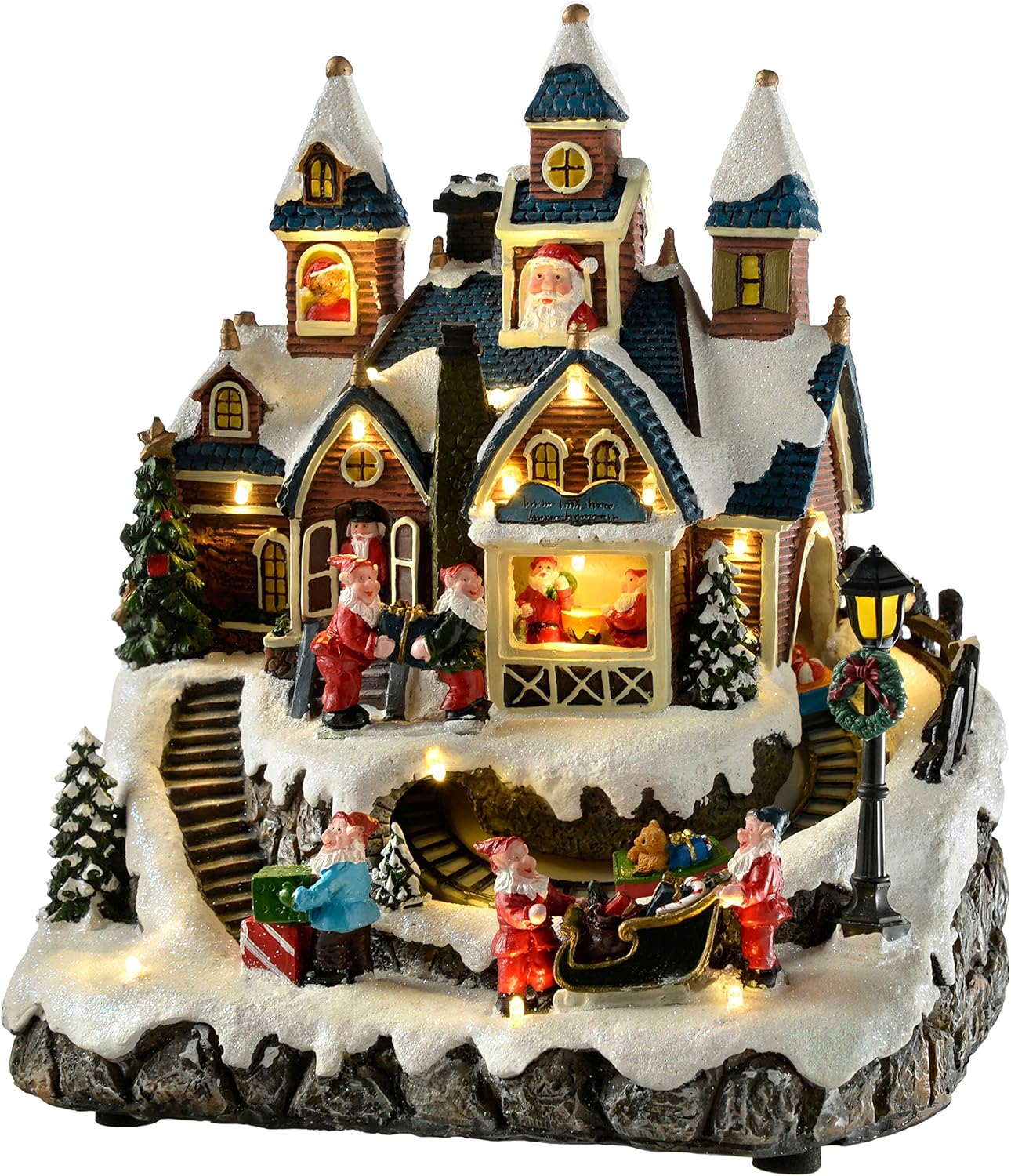 WeRChristmas PreLit LED Musical Animated Christmas Santa House Scene