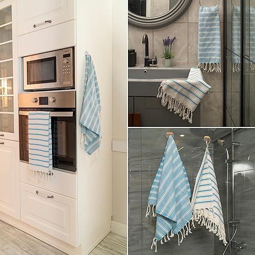 Vista 82 de Ruvy Home Basics - Toallas de mano turcas para baño - Toallas decorativas de algodón para baño, cocina, yoga, gimnasio, té, paños de cocina, rostro