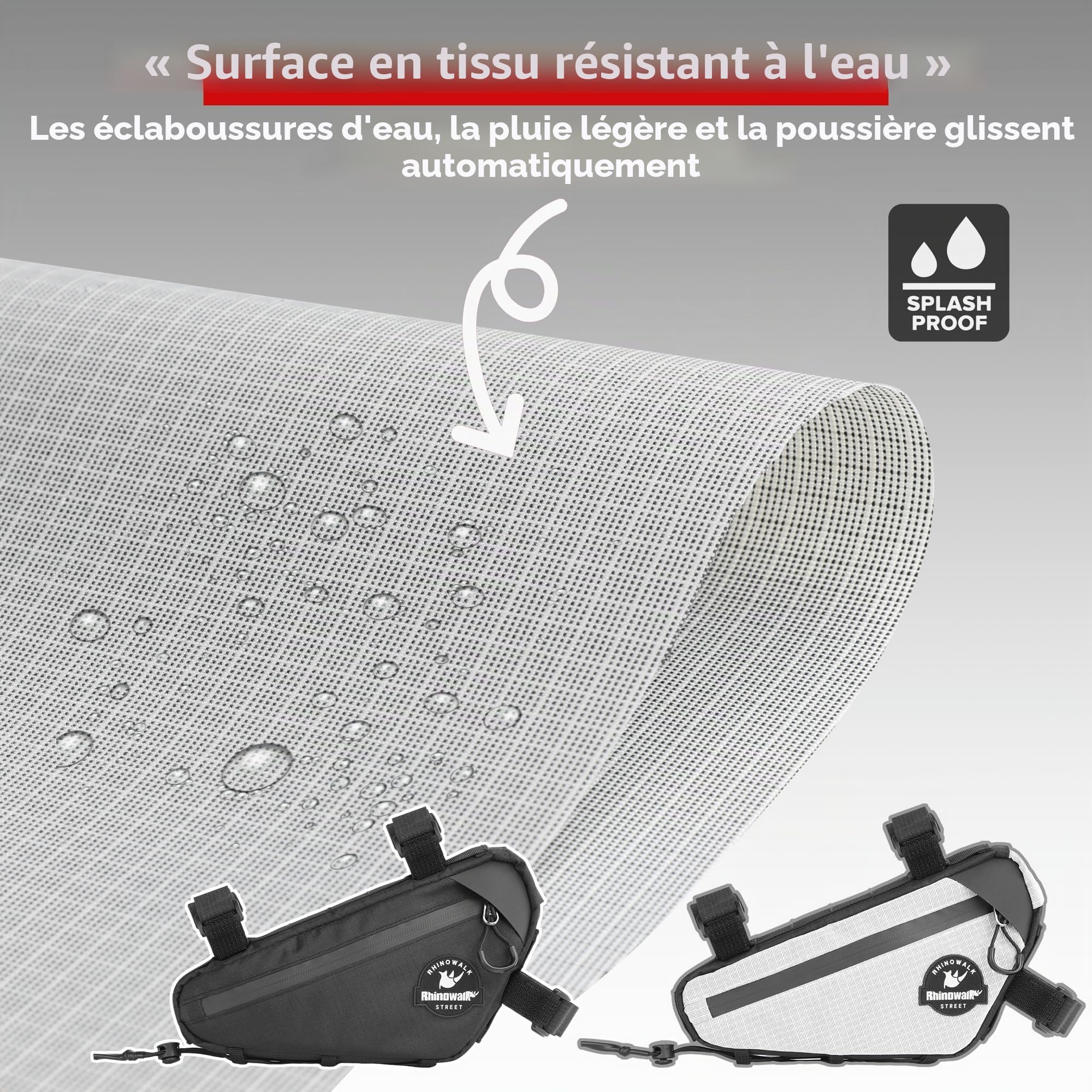 Rhinowalk Sacoche de cadre de vélo étanche - Sacoche triangulaire pour vélo - Accessoires de cyclisme professionnels - Blanc pour Bicyclette