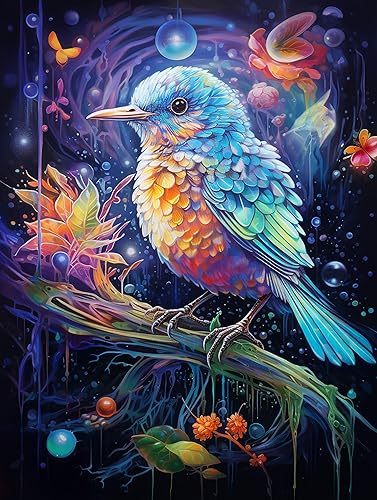 Miniatura 1 de Diymood Kits de pintura de diamantes 5D para adultos pájaros, kits de arte de diamantes para adultos coloridos  redondo de taladro completo  Imagen