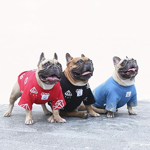 Miniatura 7 de iChoue Camisetas de alta elasticidad de Bulldog francés, ropa para perros medianos grandes, pug francés, pitbull inglés, Boston Terrier, rayas