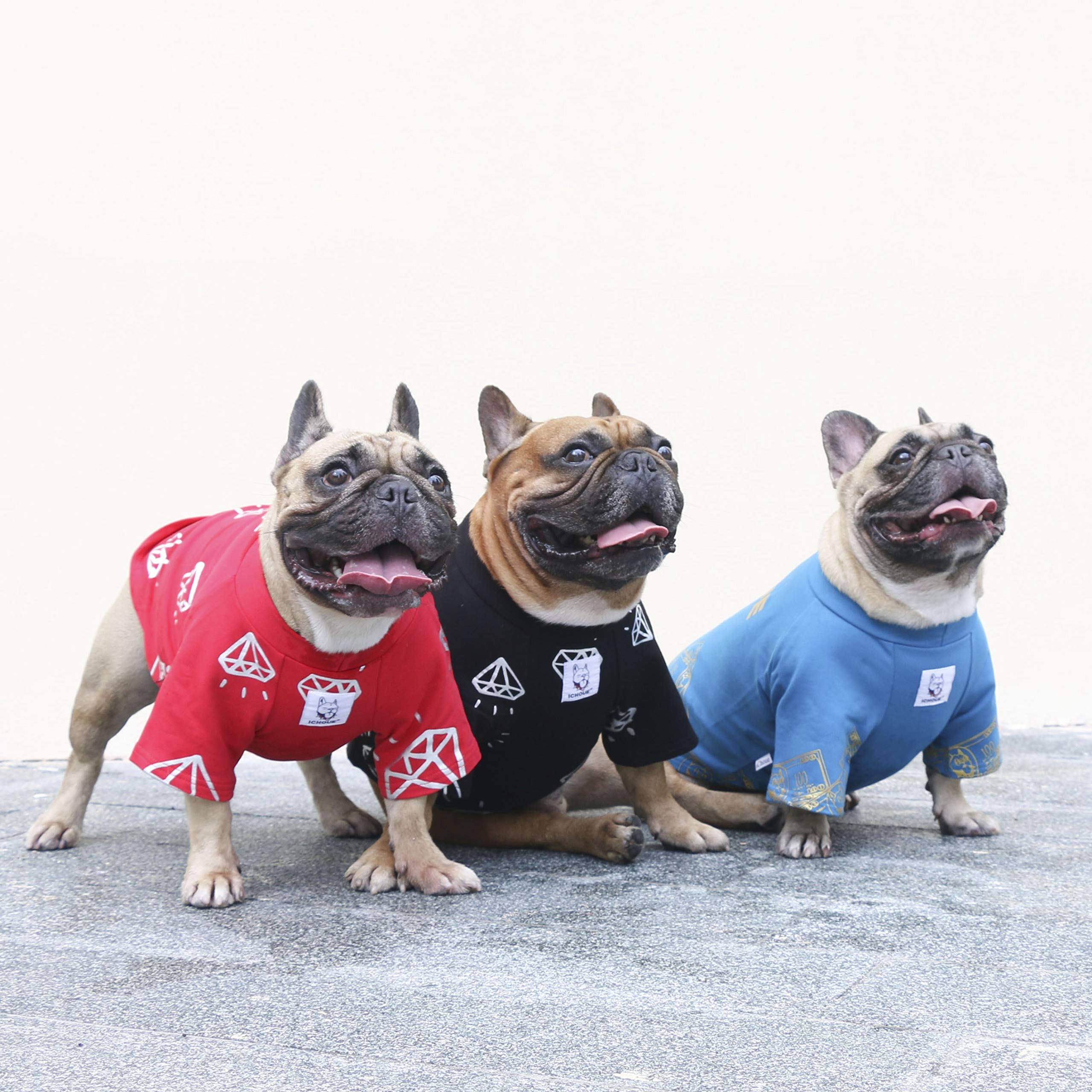 iChoue Camisetas estampadas para perro, ropa para bulldog francés, Pitbull inglés, Boston Terrier, talla pequeña, diamante rojo