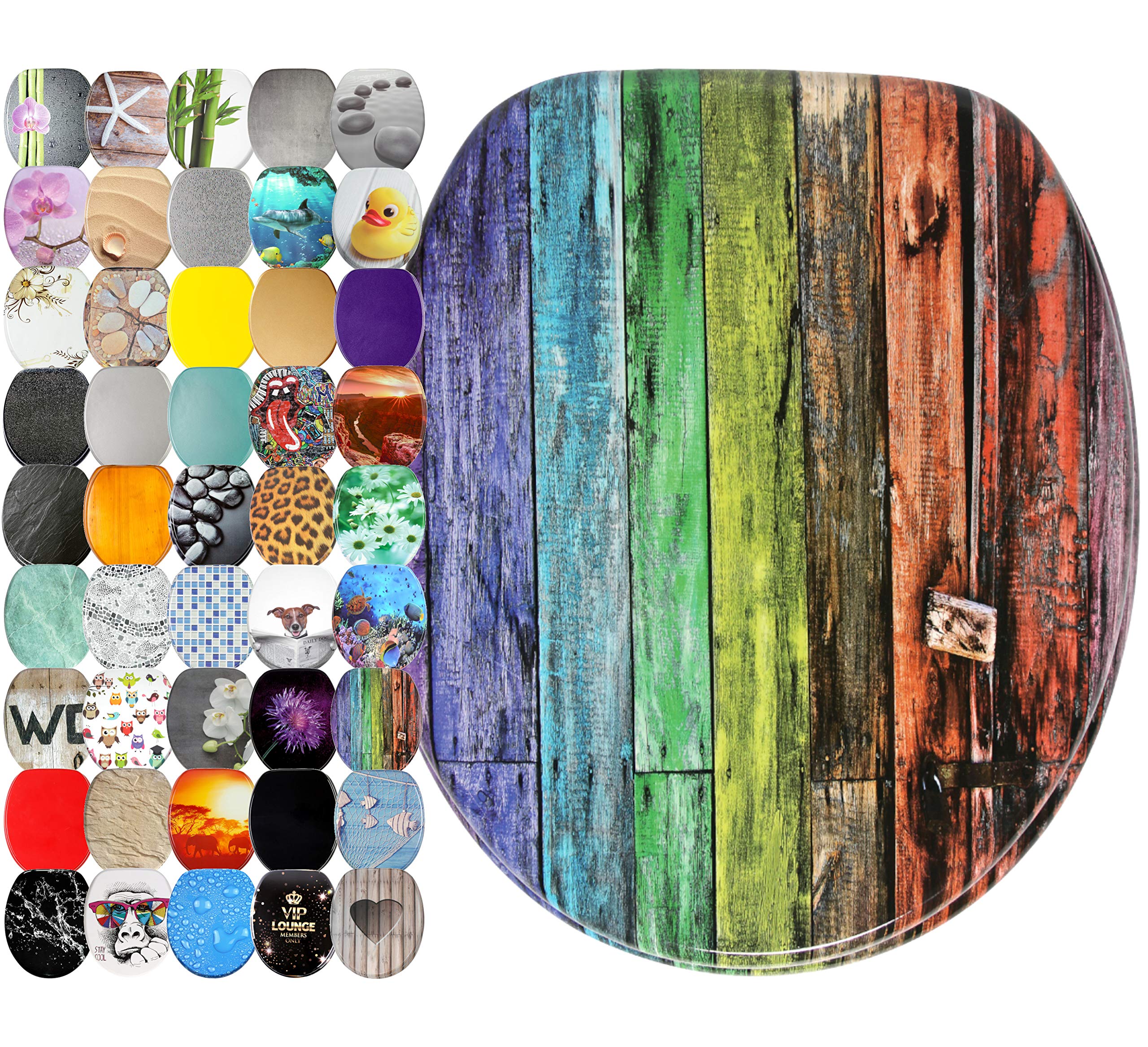 Sanilo Toilet Seat, Great Range of Colorful Toilet Seats, Stable Hinges, Easy to Mount (Rainbow)