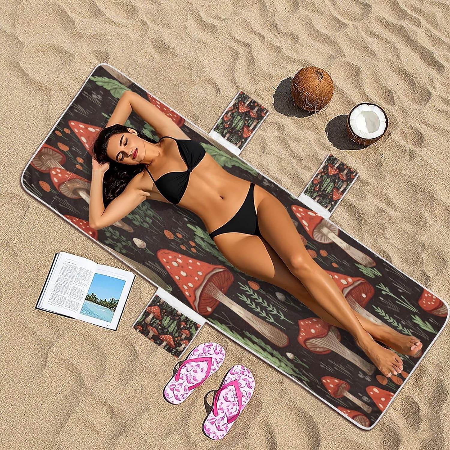 FRMG Mushroom Patio Chaise Lounge Covers Beach Chair Cover Beach Chair towel lounge chair towel cover 2012161a