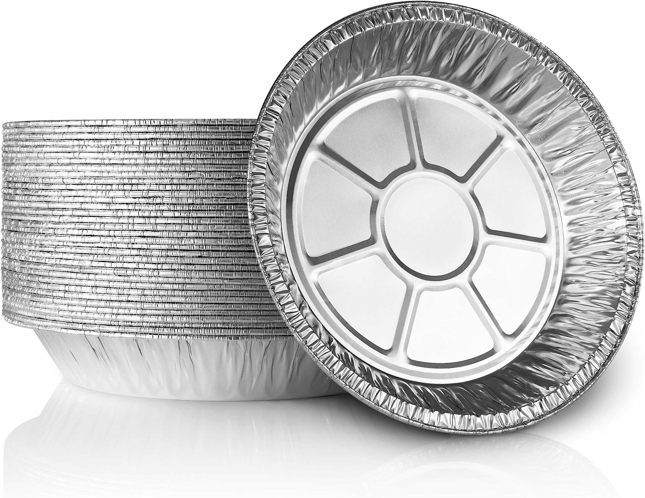 DOBI 9" Pie Pans [30 Pack] - Heavy Duty Standard-Sized Disposable Aluminum Foil Pie Tins for Baking and Serving