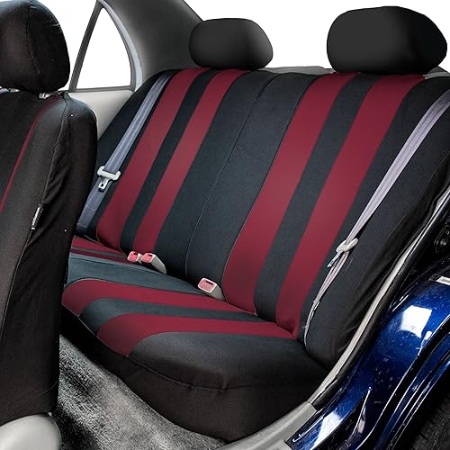 Miniatura 7 de FH Group Juego de fundas de asiento de coche de tres filas llamativas a rayas, funda para volante y almohadillas para cinturón de seguridad, bolsa
