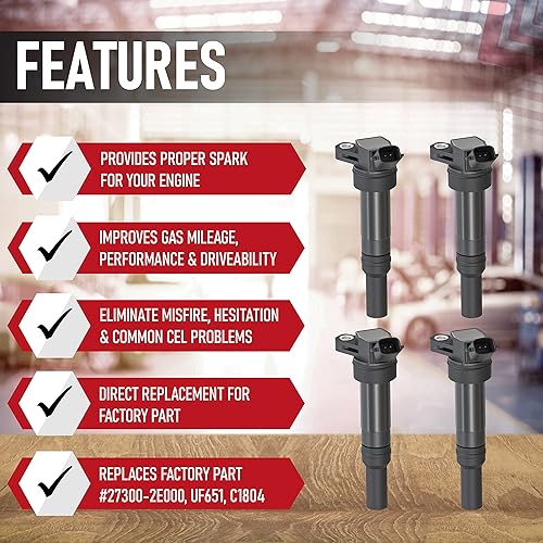 Vista 20 de Juego de 4 bobinas de encendido de repuesto, compatibles con Toyota, Lexus, Scion, 1.8L L4 Corolla, Matrix, Prius, V, Plug-In, Vibe, xD, CT200h