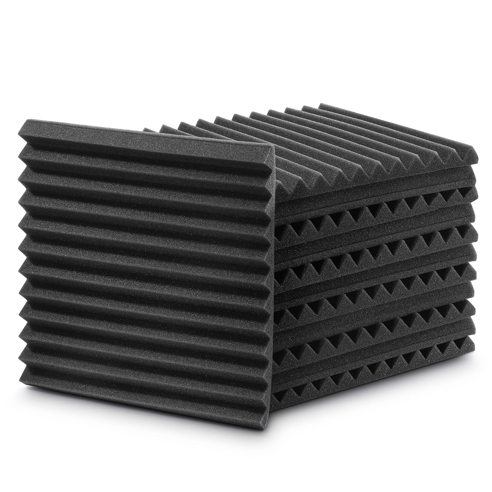 Donner 12Pack Acoustic Panels Sound Proof Foam Panels for Walls, 1" x 12" x 12" Wedge Sound