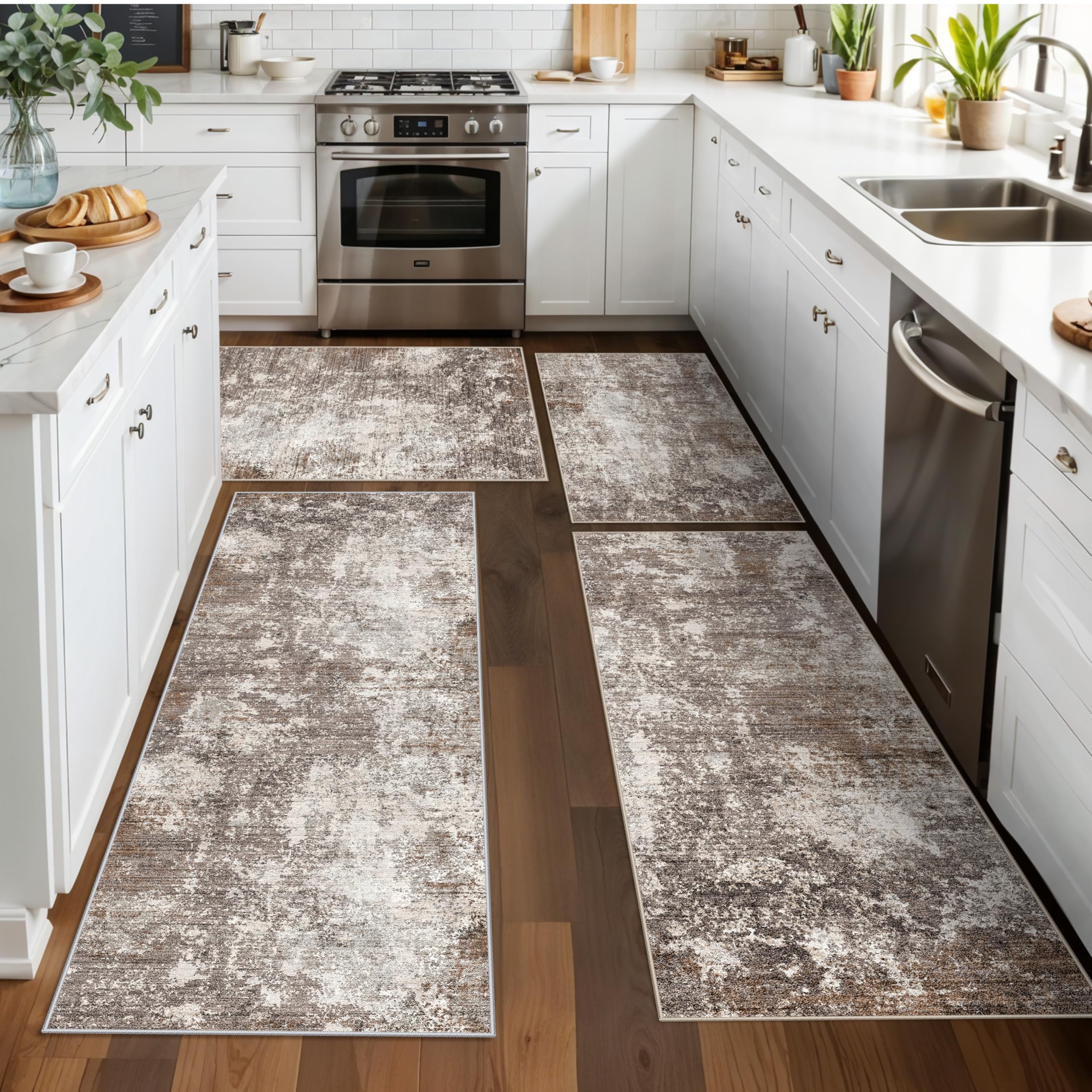 BYYVOO 4-Piece Kitchen Rug Set