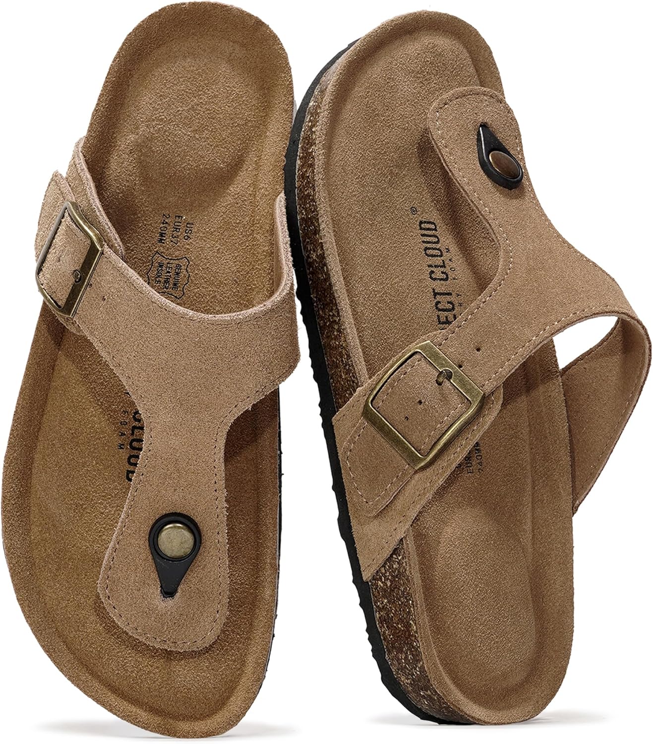 Project Cloud 100% Genuine Leather Thong Sandals Women Footwear - Memory Foam Insole Womens Sandals - Non-Slip Womens Flip Flops - Lightweight Sandals for Women 2026