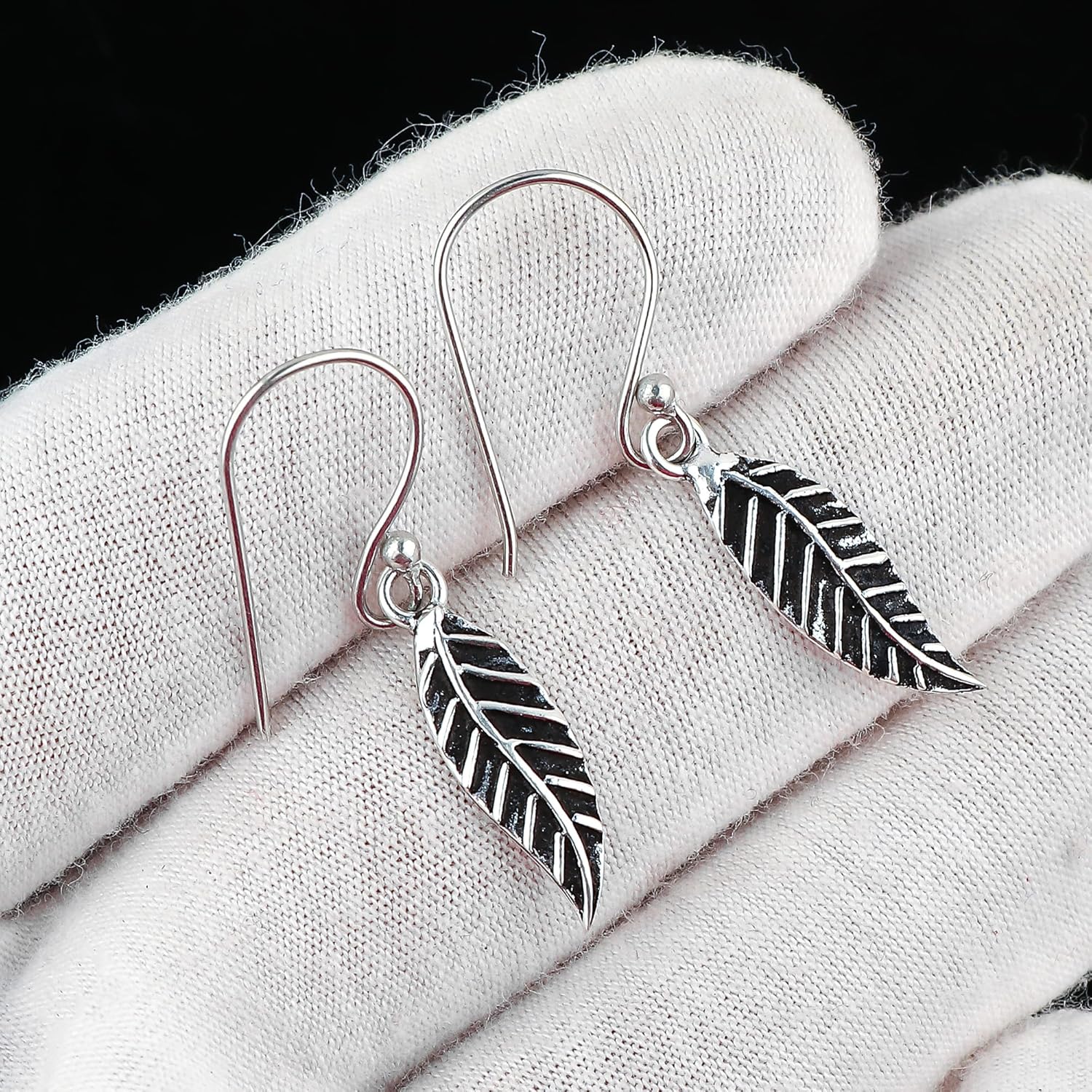 Oxidized 925 Sterling Silver Earrings, Leaf Filigree Earrings for Women, Dangling Boho Fashion Handmade, Elegant Statement, Silver Jewelry, Wedding Earrings, Gifts for Her - Image 4