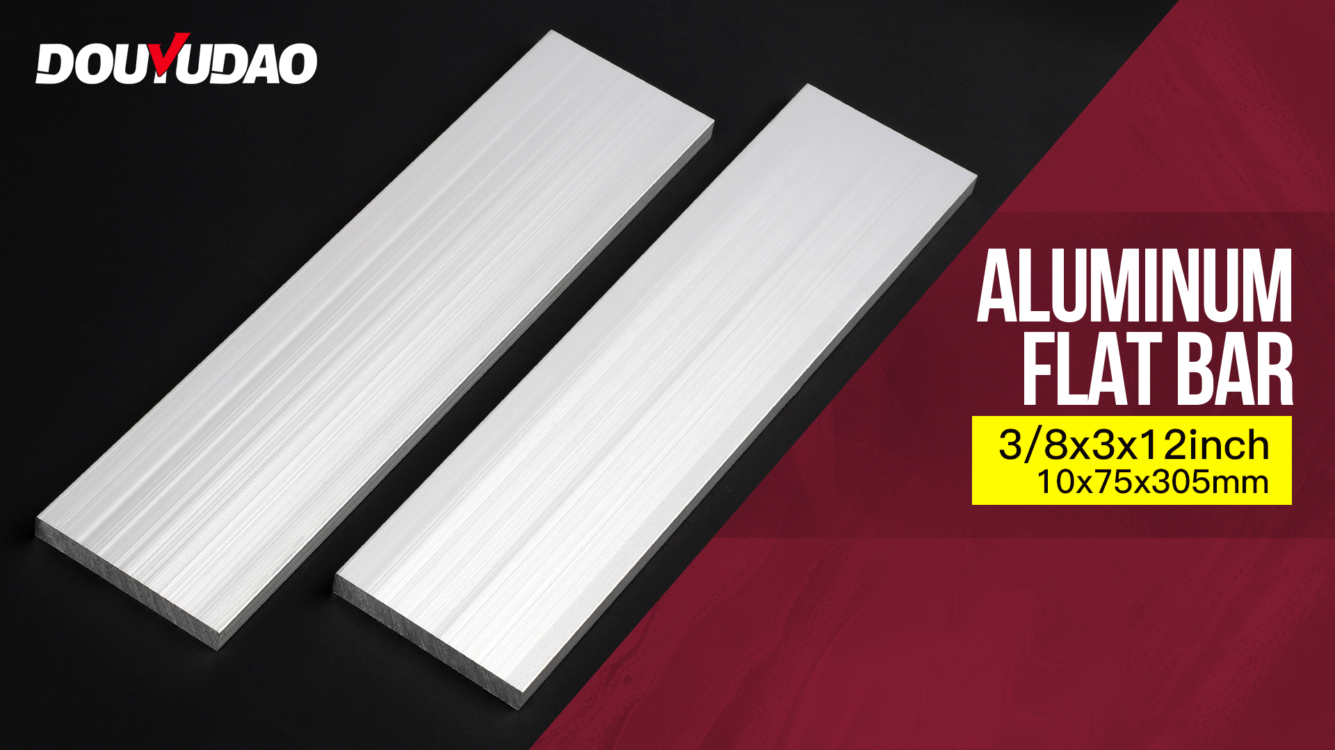 Image of 3 /8 inch (10mm) X 3 inch(75mm) Square Aluminum Flat Bar 12 inch Long, 2 Pieces 6061 General Purpose Plate T6511 Solid New Mill