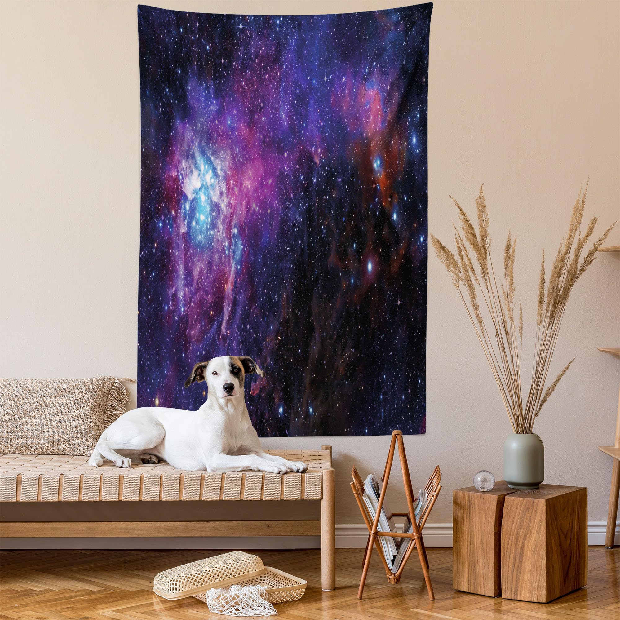 Arazzo Mare ABAKUHAUS Con Faro E Nave, Microfibra 150x110 Cm, Blu Cobalto, Decorazione Parete Per Camera