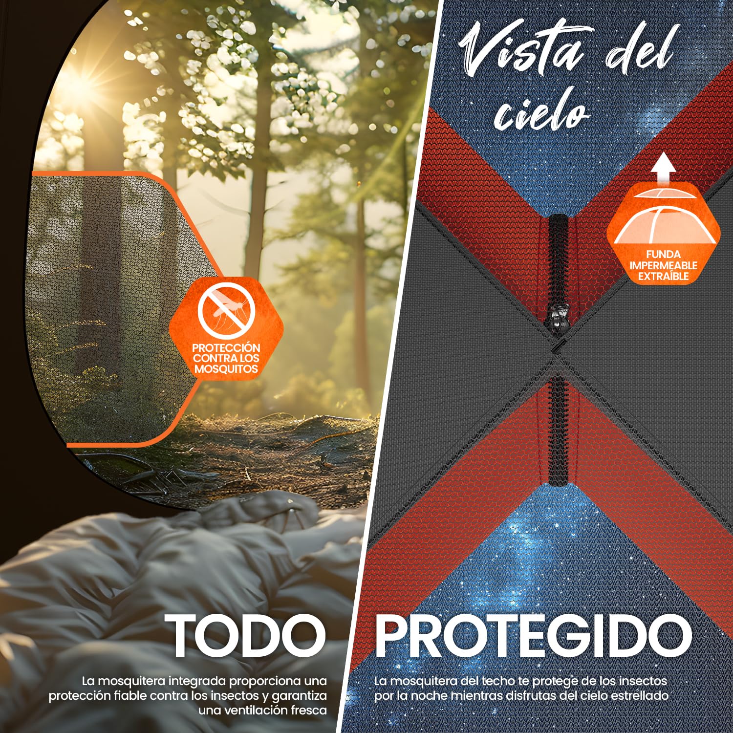 ELONEO Tienda de campaña hinchable con toldo y bomba de aire, tienda de campaña impermeable, ultraligera, tienda de campaña inflable con luz LED gratis