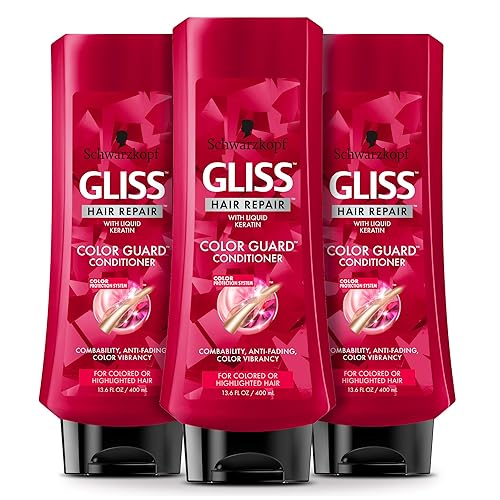 GLISS Acondicionador de reparación del cabello, protector de color para cabello teñido o resaltado, 13.6 onzas (paquete de 3)