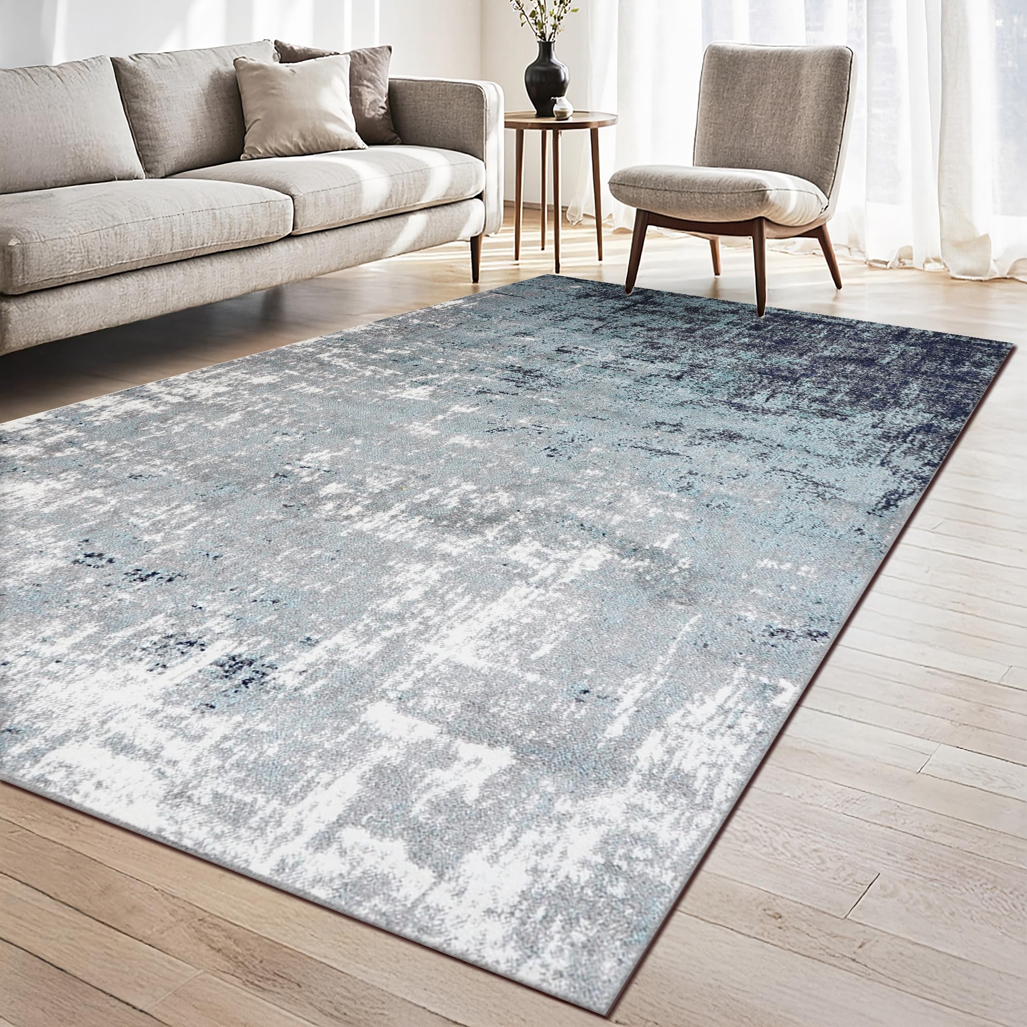 homeart Eton Abstract Area Rug – Super Soft & Durable Woven Carpet with Modern Artistic Design, Sustainable Indoor Rug for Living Room, Bedroom & Kitchen, Kid & Pet Friendly Blue 200x290
