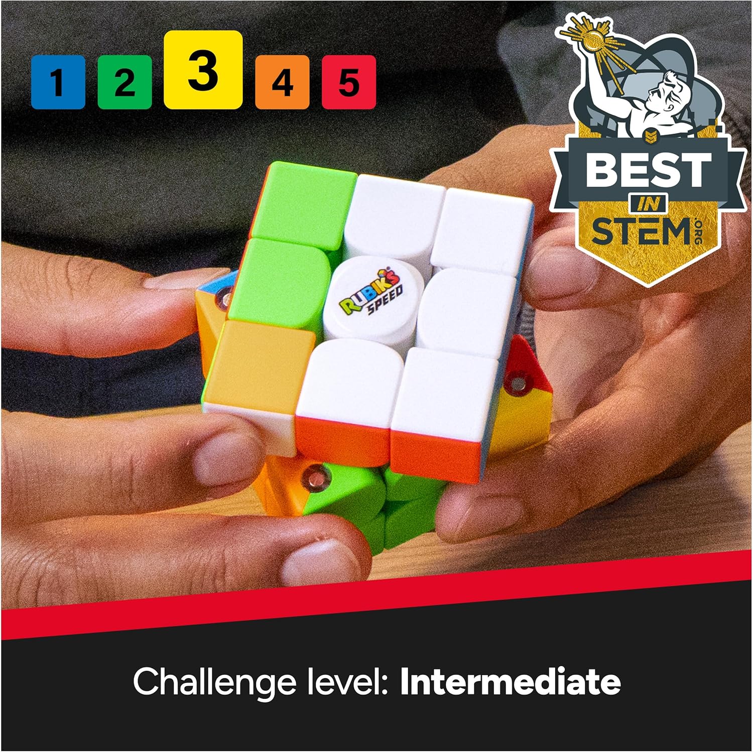 Rubik’s Cube, 3x3 Magnetic Speed Cube for Super Fast Solves, Twisting Fidget Toy, Challenging Brain Teaser & Sensory Puzzle for Adults, Teens, & Kids, for Ages 8 & Up