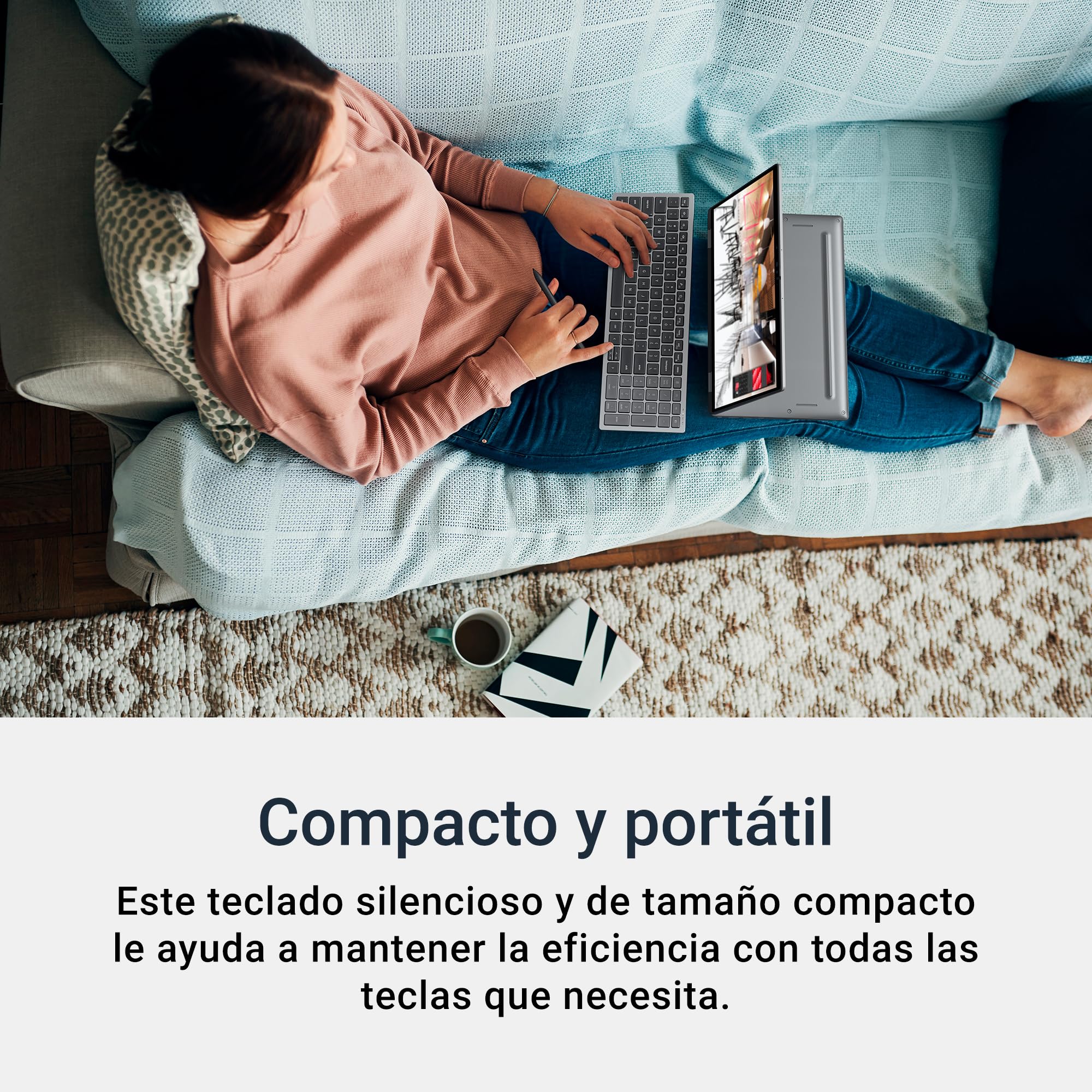 Dell KB740 Teclado Inalámbrico Multidispositivo Compacto – Español (QWERTY), Bluetooth 5.0 y RF 2.4 GHz, Compatible con Windows, Mac, Linux, ChromeOS y Android, Teclas Programables, Gris Titanio