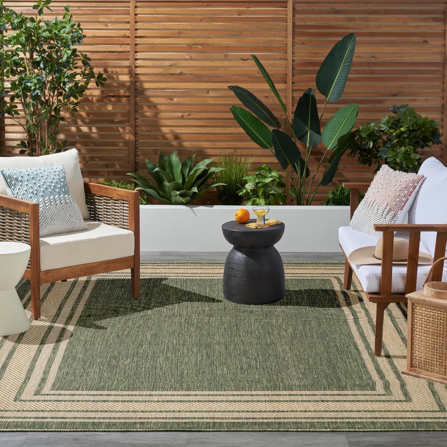 Nourison Home Horizon Indoor/Outdoor Green 9' x 12' Area Rug - Easy Clean, Non Shedding, Bed Room, Living Room, Dining Room, Kitchen (9' x 12')